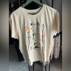 Blue Character Print T-Shirt - Cream
